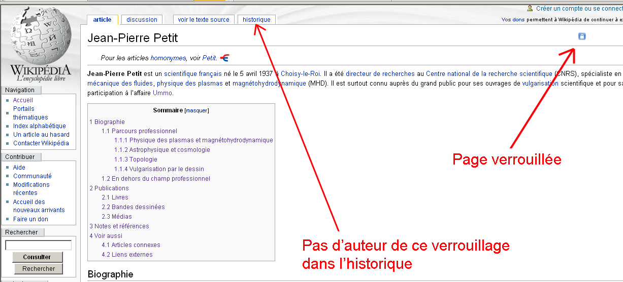 page verrouillee